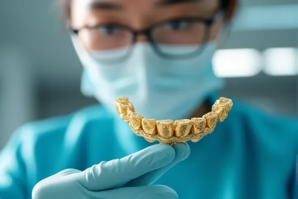 dentist-explaining-custom-gold-crown-benefits-to-patient
