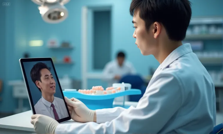 dental-lab-technicians-collaborating-with-dentist-on-tablet